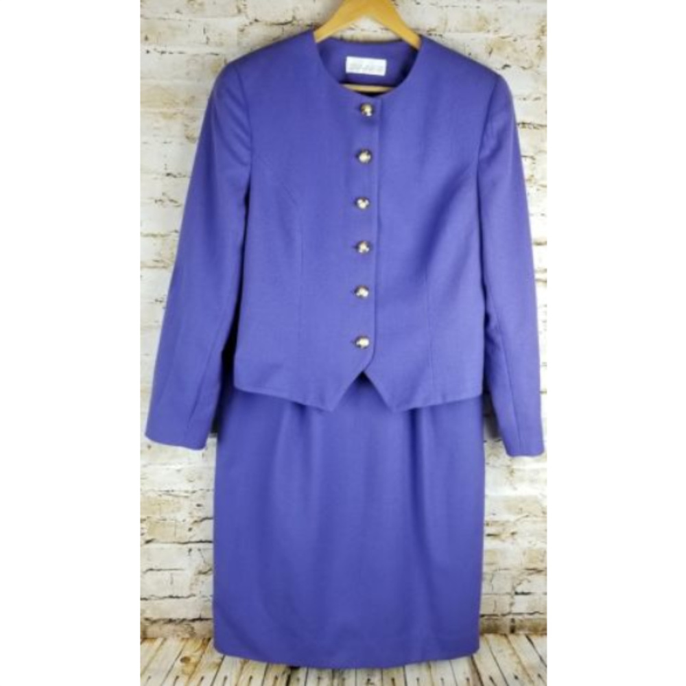Doncaster Tanner 14 Lilac Wool Skirt Suit